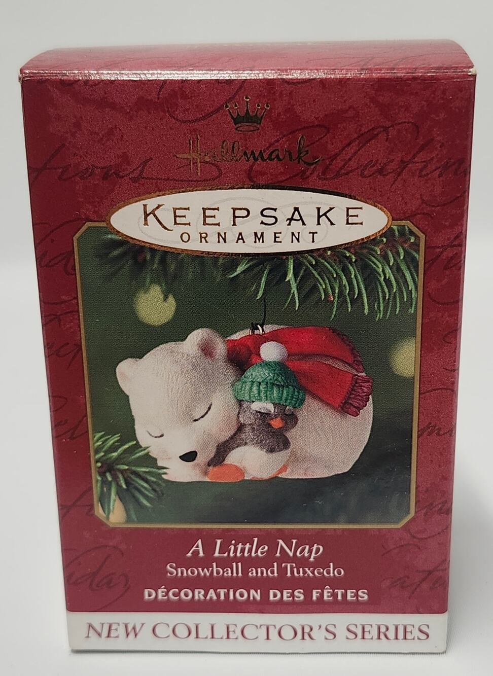2001 Hallmark Keepsake A Little Nap Snowball & Tuxedo #1 Ornament QX8072 Box